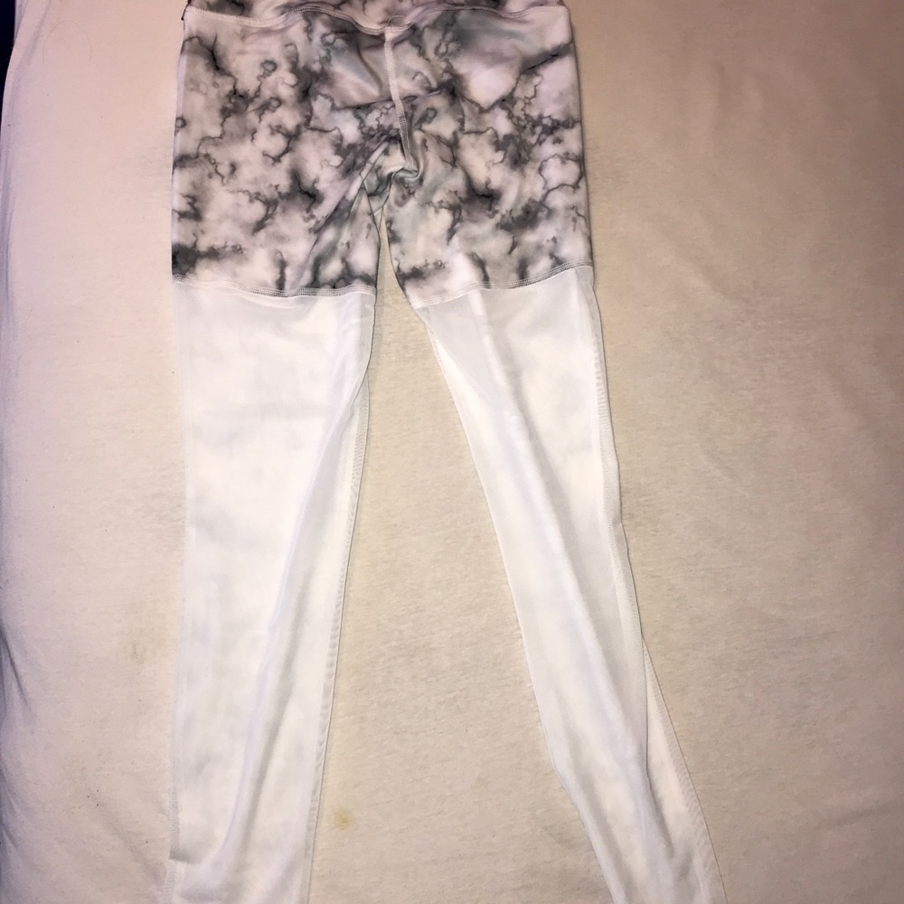 Grey and white marble leggings with mesh back